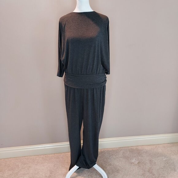 Soft Surroundings Toujours Jersey Knit Grey Jumpsuit Size Lg - Picture 11 of 11